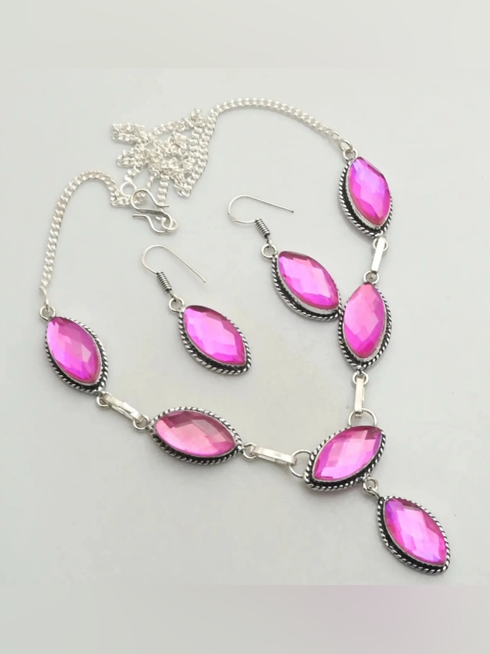 Rainbow Fire Topaz Gemstone Necklace/Earrings